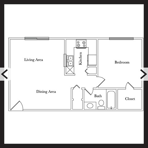 1 Bedroom 600 sf