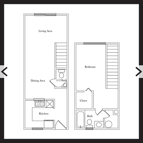 1 Bedroom 1.5 Bath Townhome 660 sf