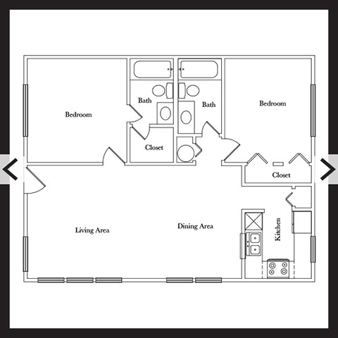 2 Bedroom 2 Bath 869 sf
