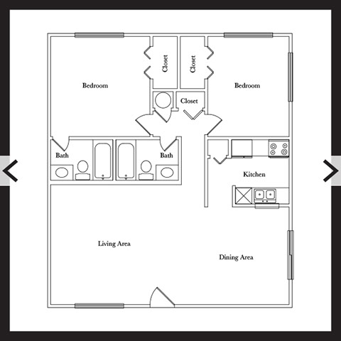 2 Bedroom 2 Bath 990 sf